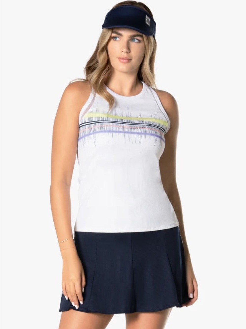 WOMEN'S LUCKY IN LOVE BETWEEN THE LINES TANK Large L Tennis Top